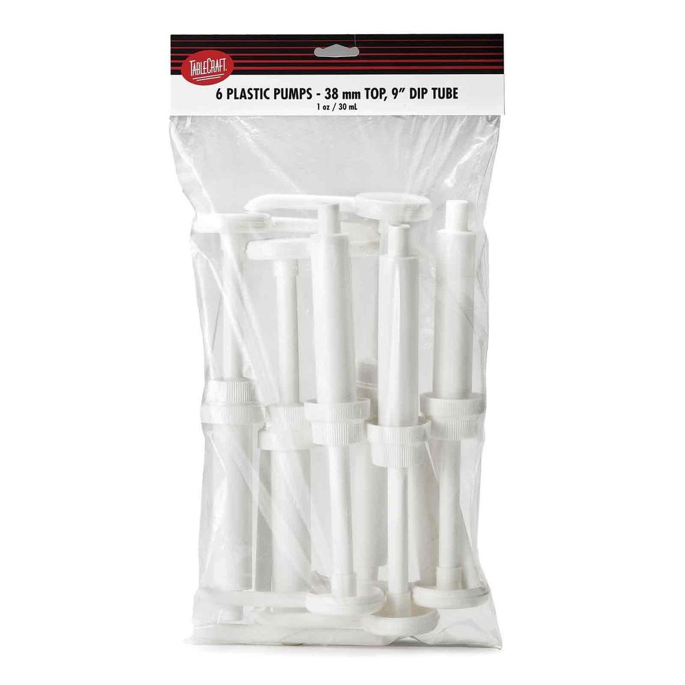 Tablecraft 1 Ounce Economy Pump with 38 mm Adapter Cap, 6 count
