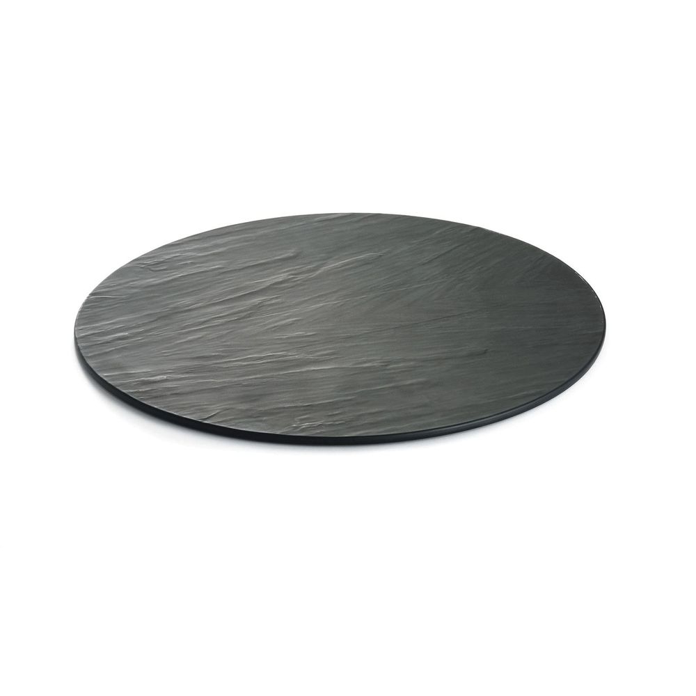 Tablecraft Frostone Slate Collection Black Round Serving Tray, 16 x 16 x 0.3 inch