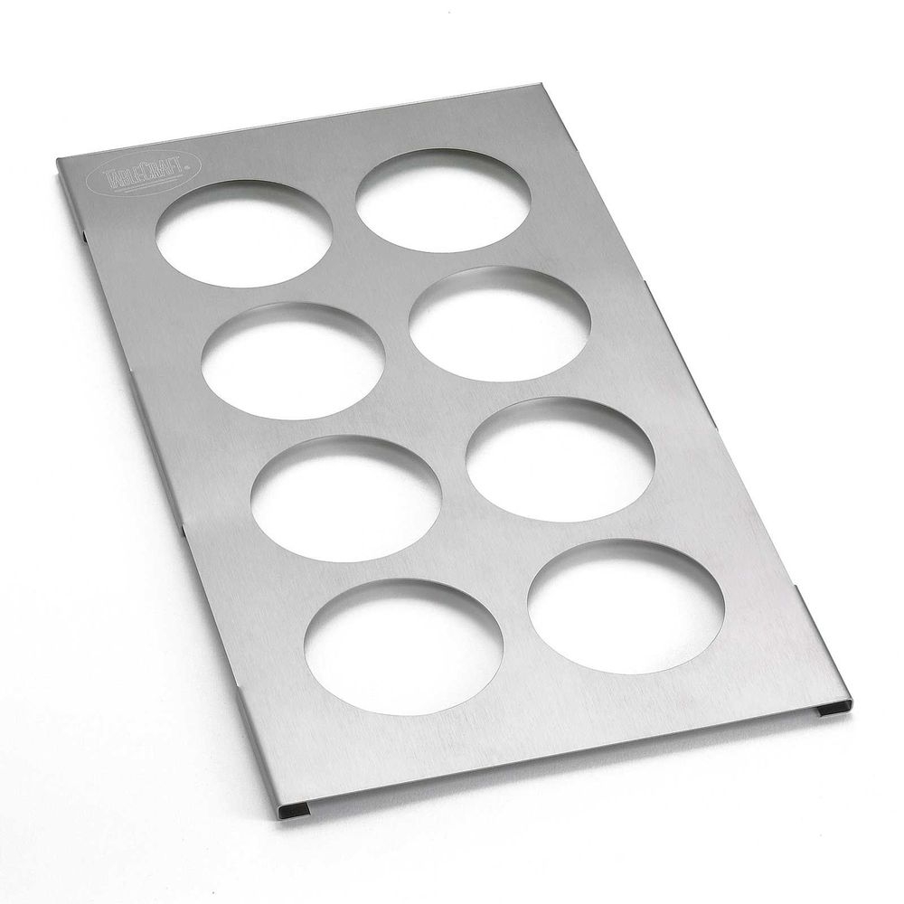 Tablecraft Stainless Steel Squeeze Bottle Template Organizer Fits Third Size Pan - Holds 8 Bottles