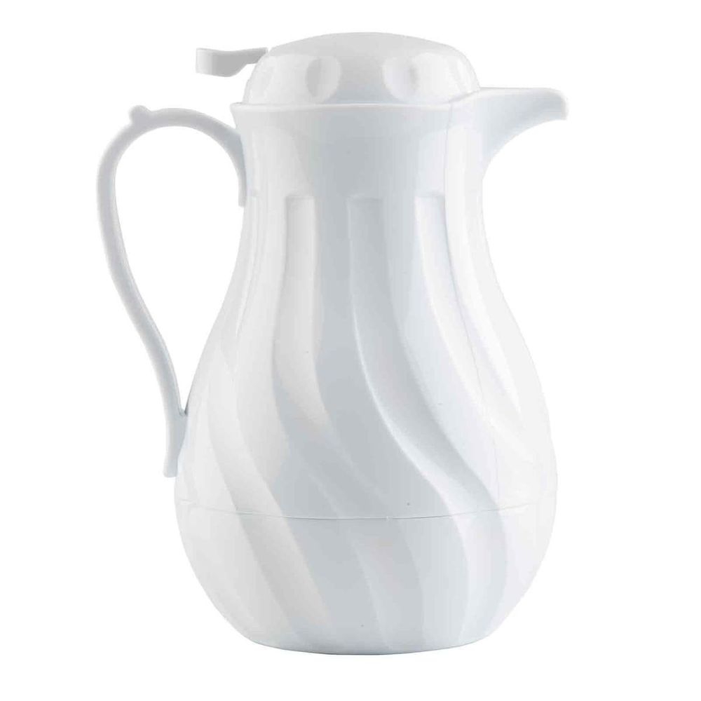 Tablecraft Polypropylene White Insulated Swirl Coffee Carafe, 64 Ounce Capacity
