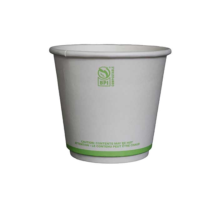 KITCH 24/7 White Compostable Squat Smooth Insulated Hot Cup, 8 Ounce -- 500 per case