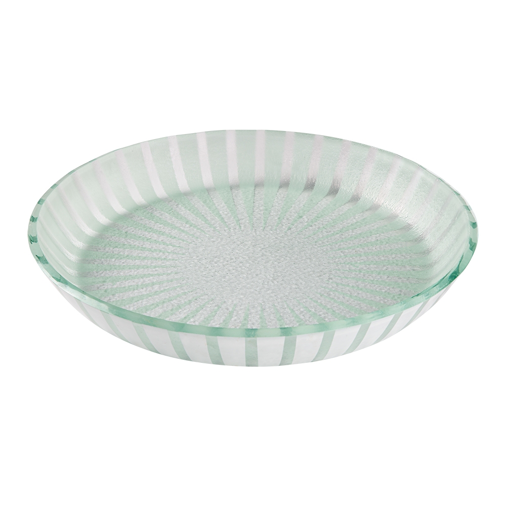 Rosseto Kalderon Stelo White 14 inch Round Shallow Handmade Glass Bowl, set of 2