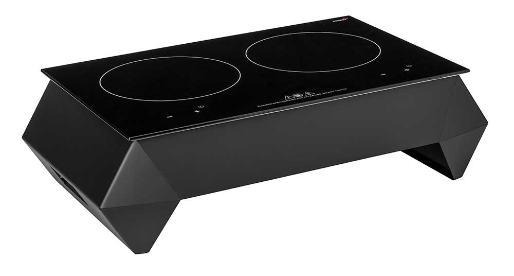 Rosseto Diamond Multi-Chef 120V 60Hz 7 inch Black Double Induction Kit with Touch-Top Controls, 25.5 x 16 x 8 inch