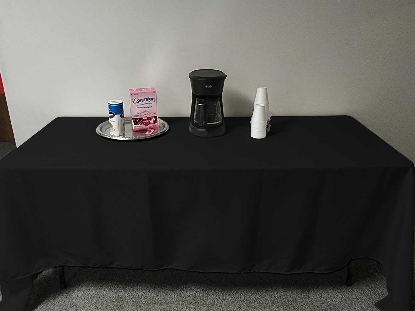 Intedge Black Poly/Cotton Tablecloth, 36 x 36 inch 