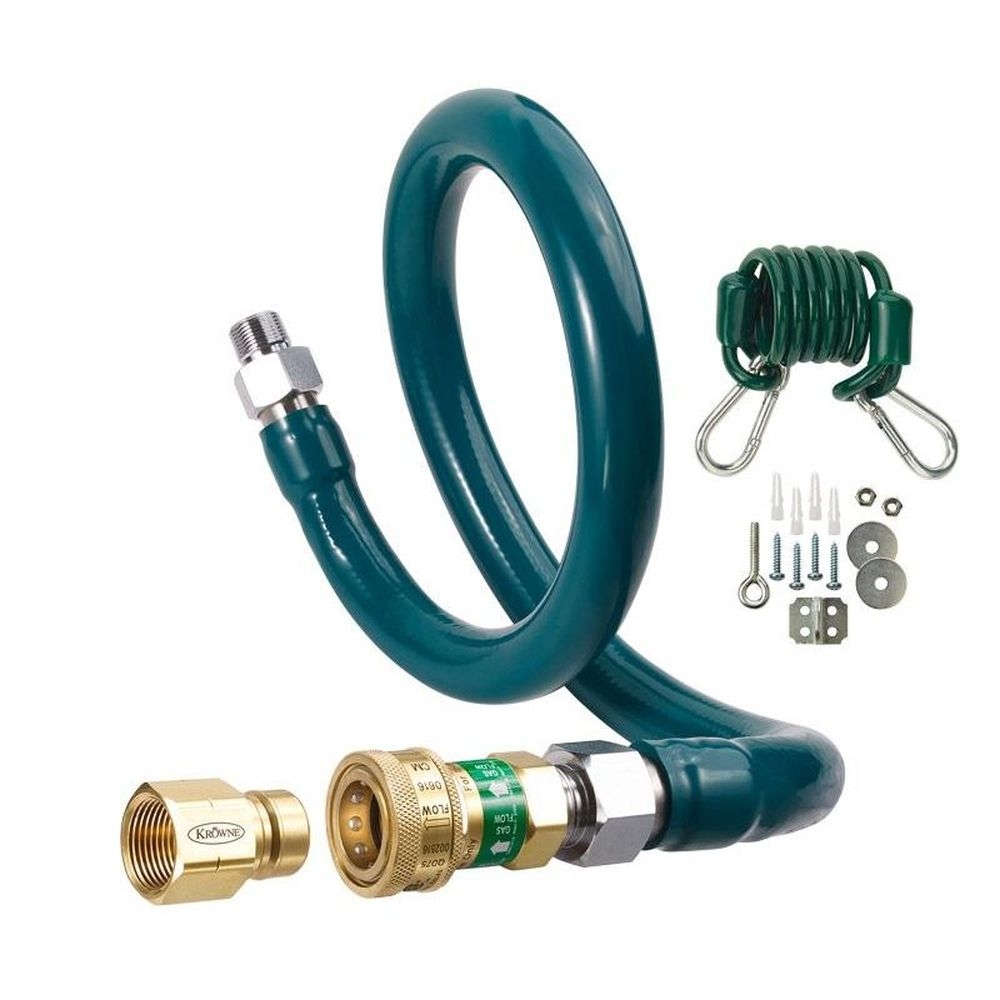 Krowne Gas Connector with Quick Disconnect and Restraining Cable Kit, .5 x 24 inch