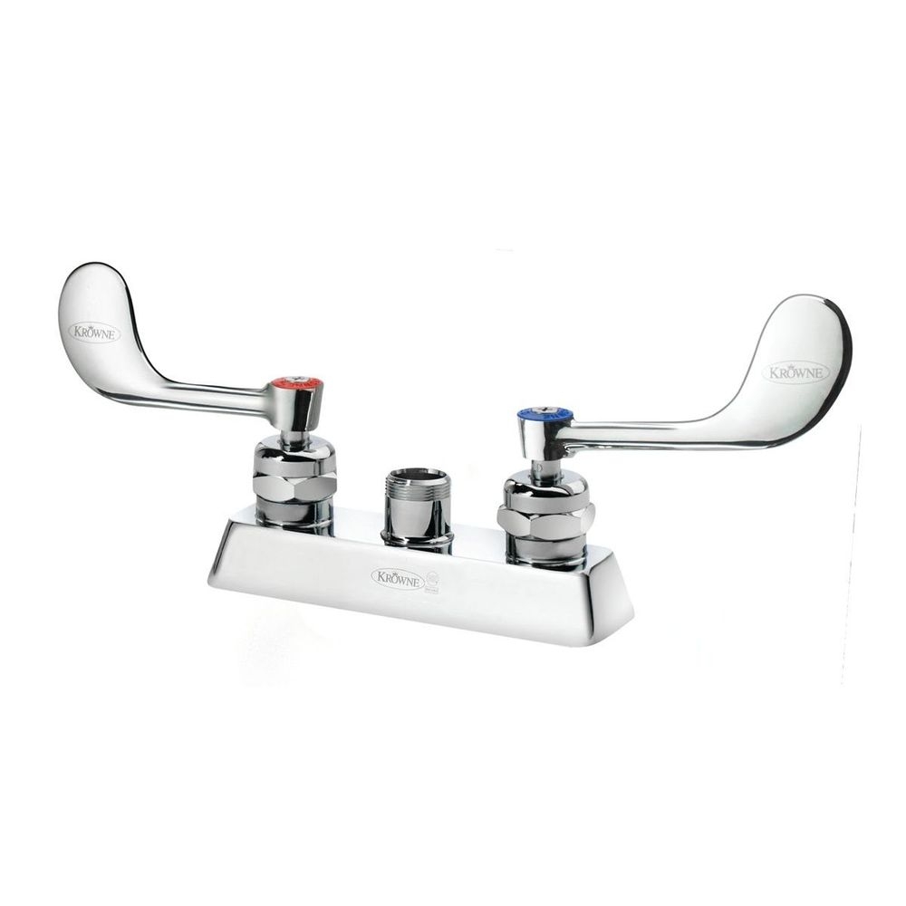 Krowne Royal Series 4 inch Center Deck Mount Faucet Body with Vandal Resistant Wrist Blades Handles without Spout