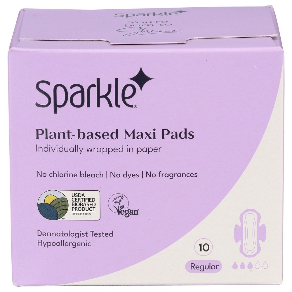 Sparkle Plant-Based Regular Maxi Pad, 10 count