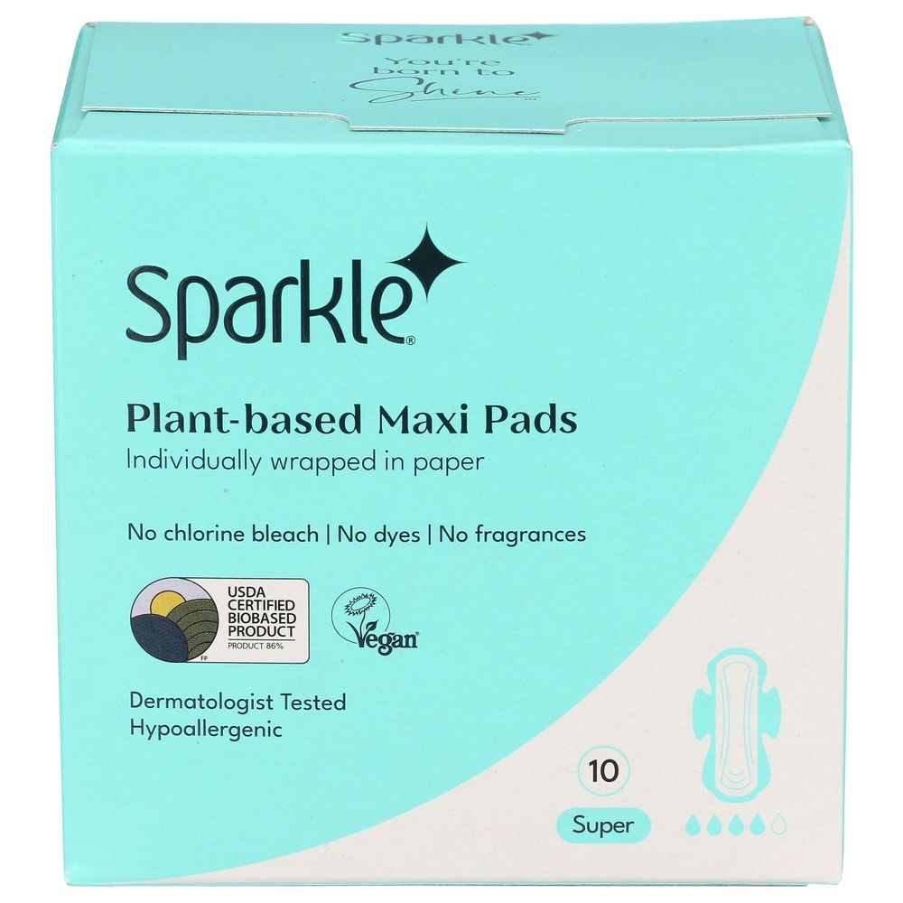 Sparkle Plant-Based Super Maxi Pad, 10 count