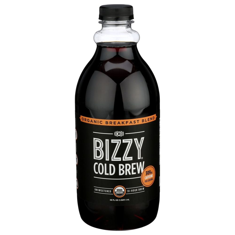 Bizzy Organic Breakfast Blend Unsweetened Cold Brew Coffee, 48 Ounce -- 6 per case
