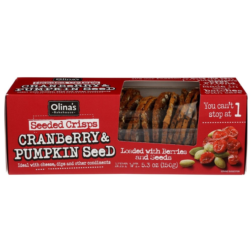 Olinas Bakehouse Cranberry and Pumpkin Seeded Crisps, 5.3 Ounce -- 12 per case