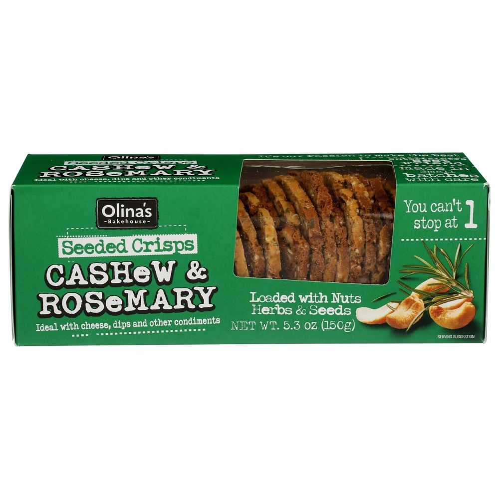 Olinas Bakehouse Cashew and Rosemary Seeded Crisps, 5.3 Ounce -- 12 per case
