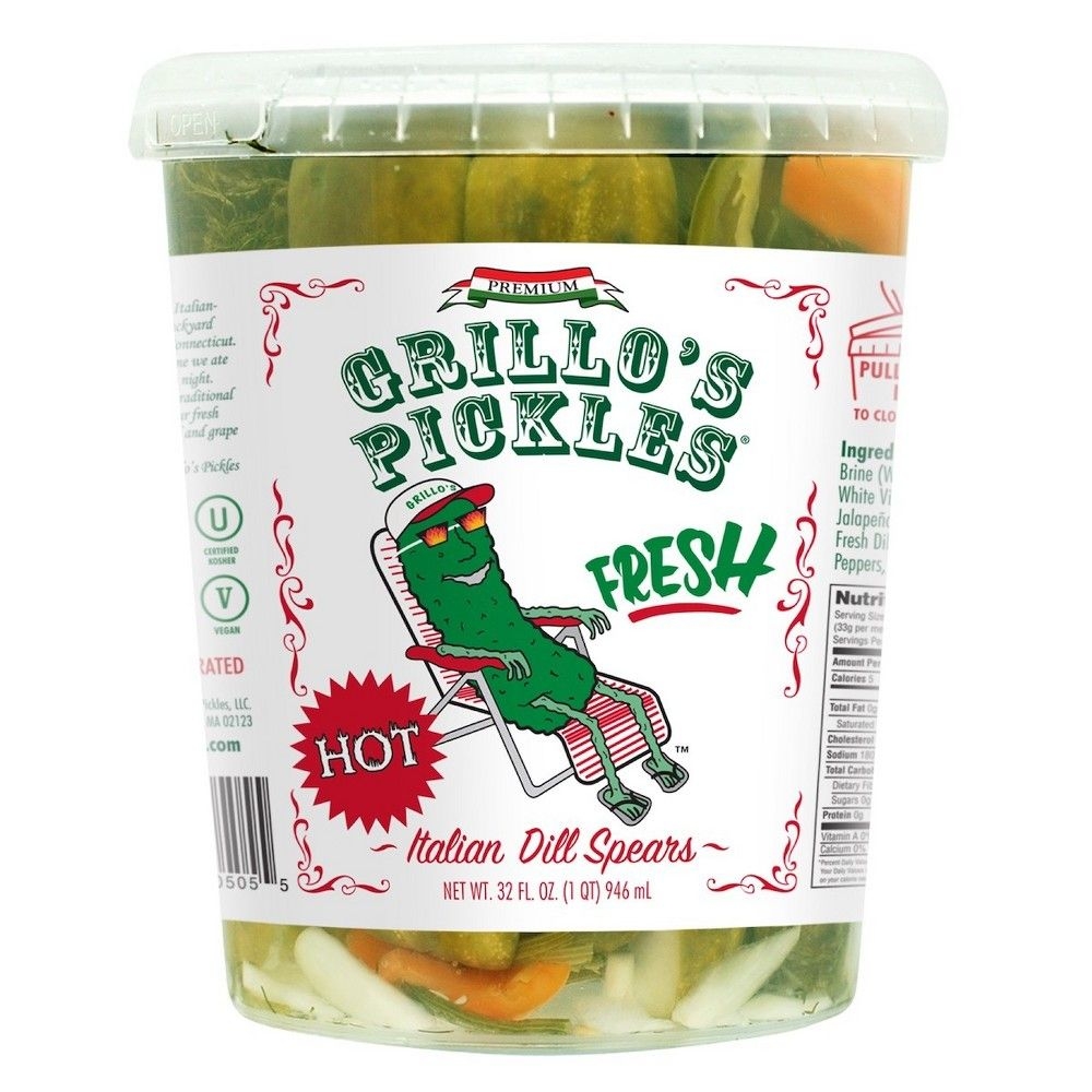 Grillos Pickles Hot Italian Dill Spears, 32 Fluid Ounce -- 6 per case