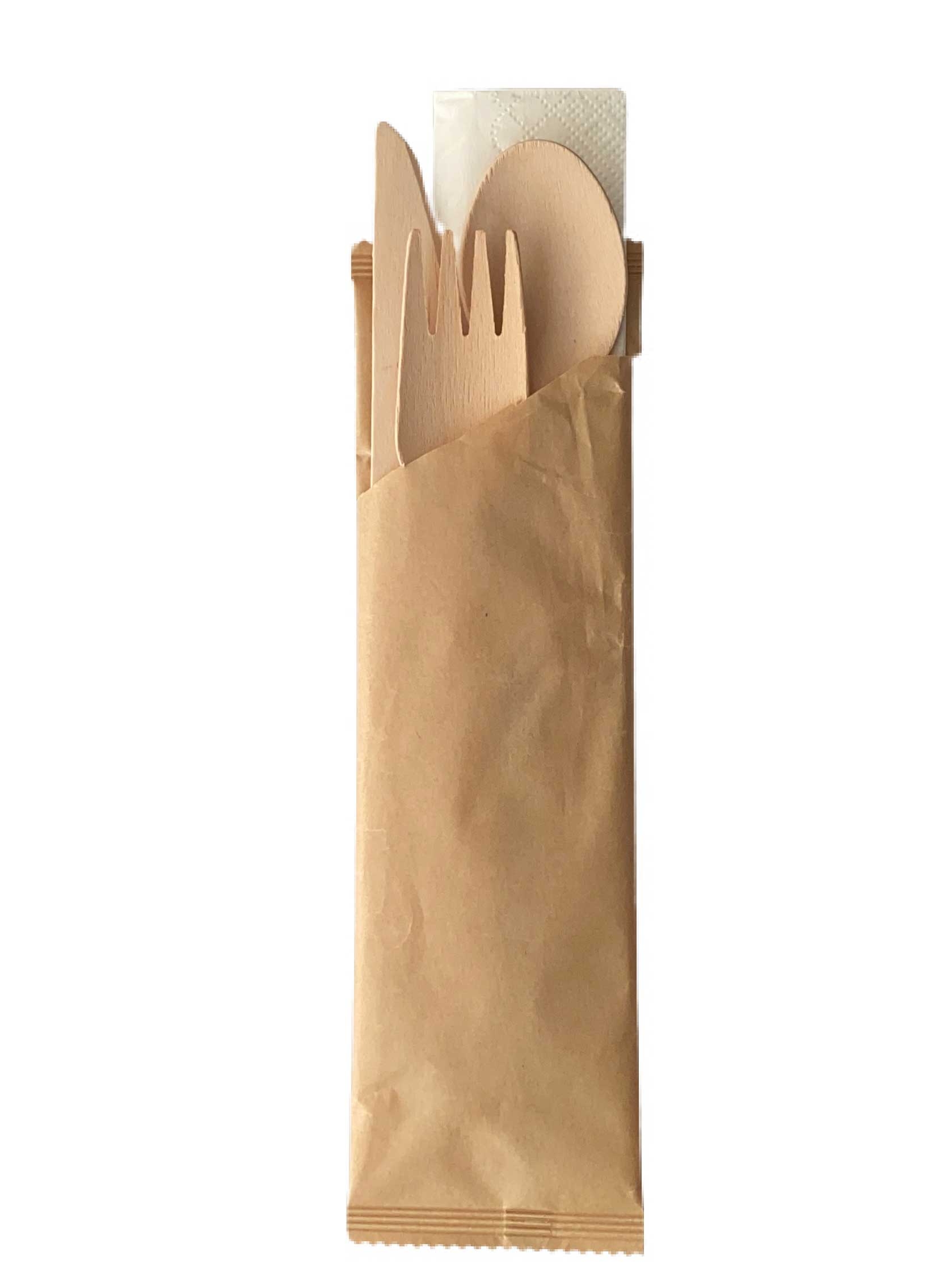 Foodstiks Compostable 4 Pieces Wood Cutlery Set, 6 1/4 inch Length -- 200 per case.