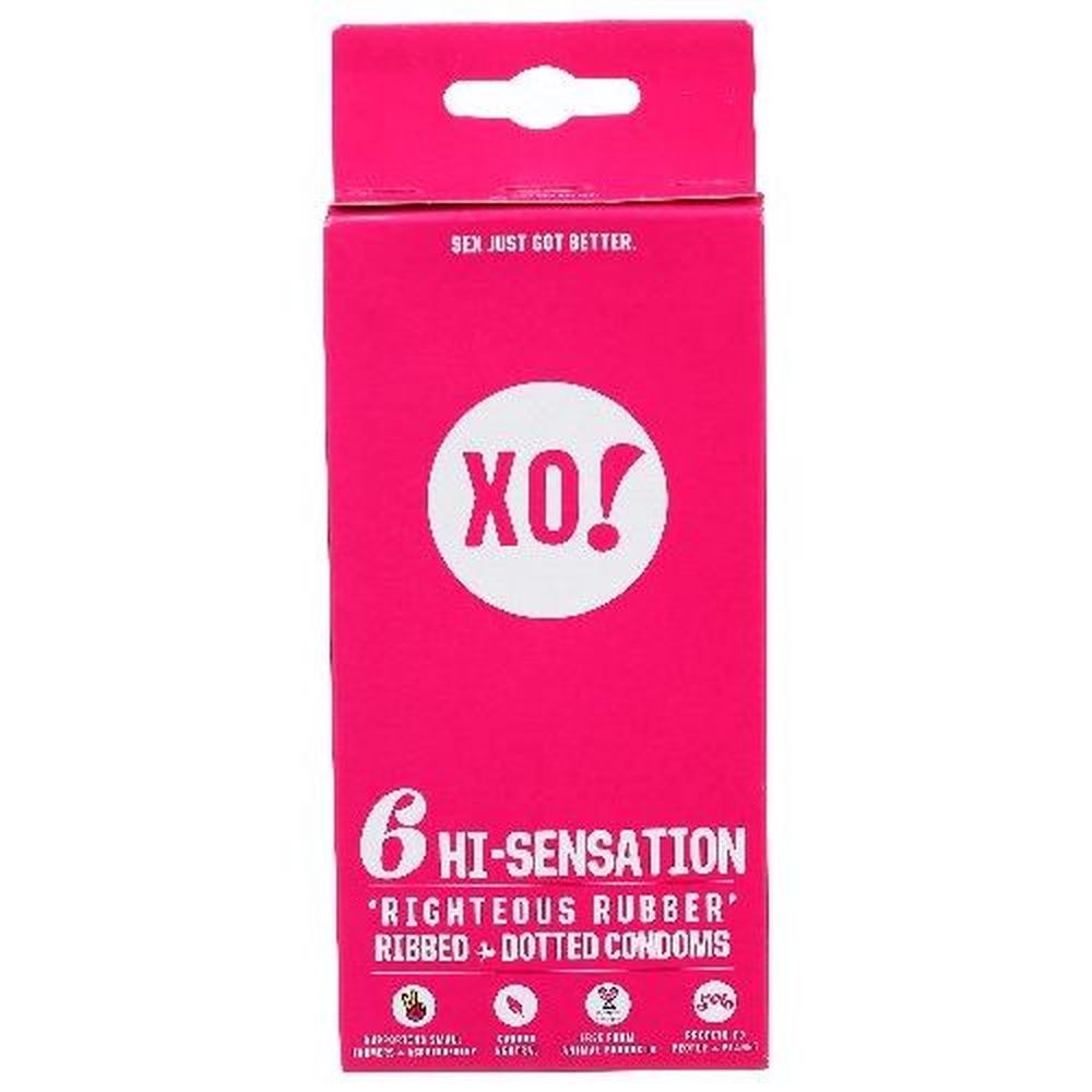 XO Hi Sensation Righteous Rubber Condoms, 6 count -- 8 per case
