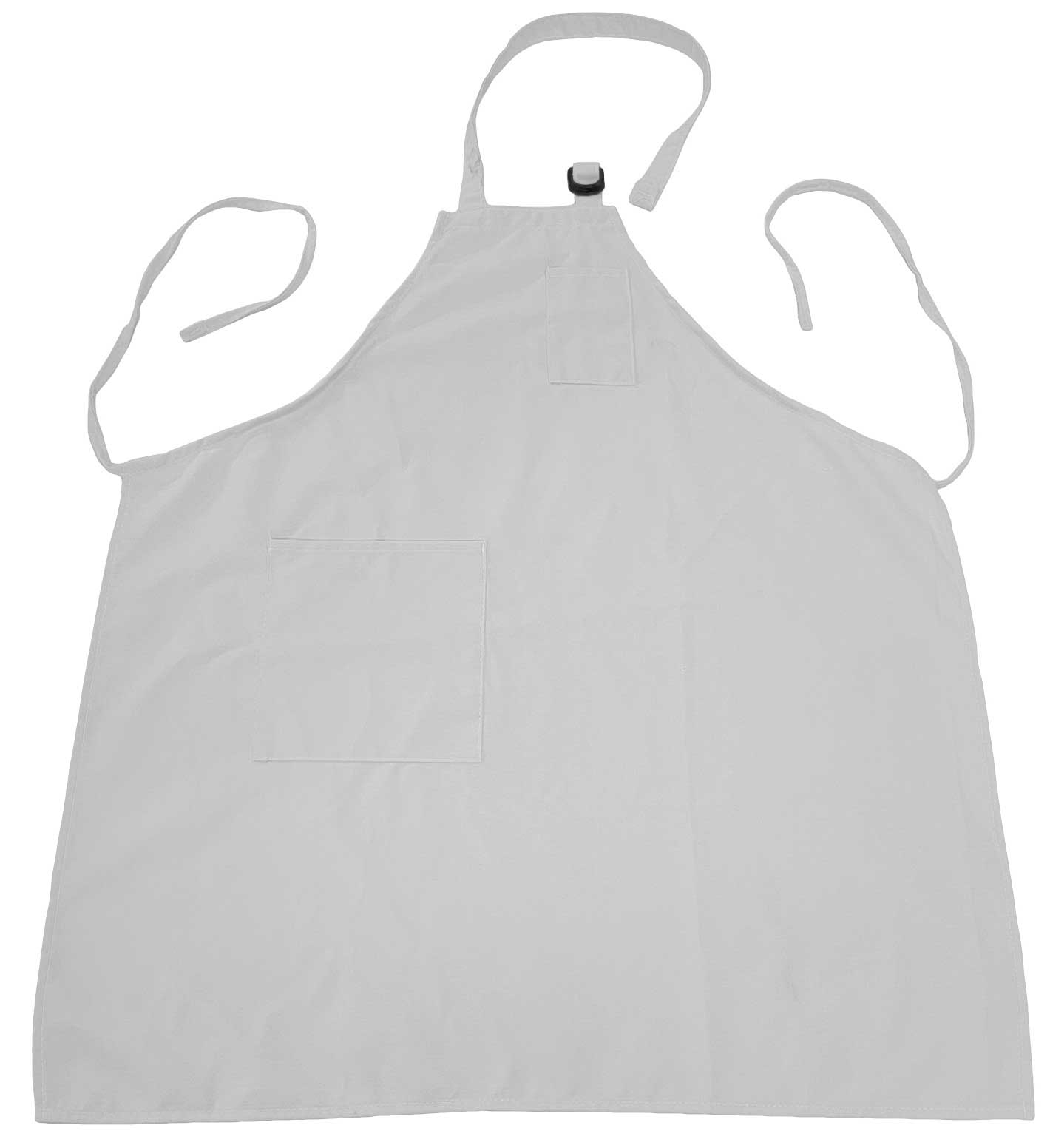 Intedge White Poly/Cotton Adjustable D Ring Apron with 2 Pockets 