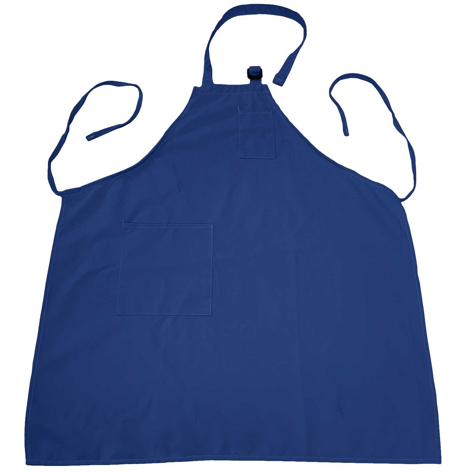 Intedge Blue Poly/Cotton Adjustable D Ring Apron with 2 Pockets 