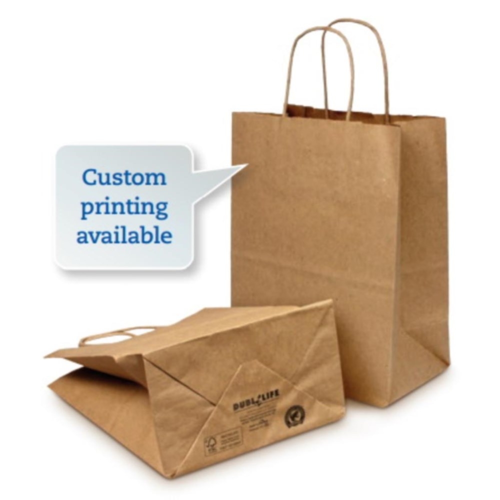 Duro JR Mart Number 65 Brown Virgin Paper Shopper Bag with Twist Handle, 13 x 7 x 13 inch -- 250 per case