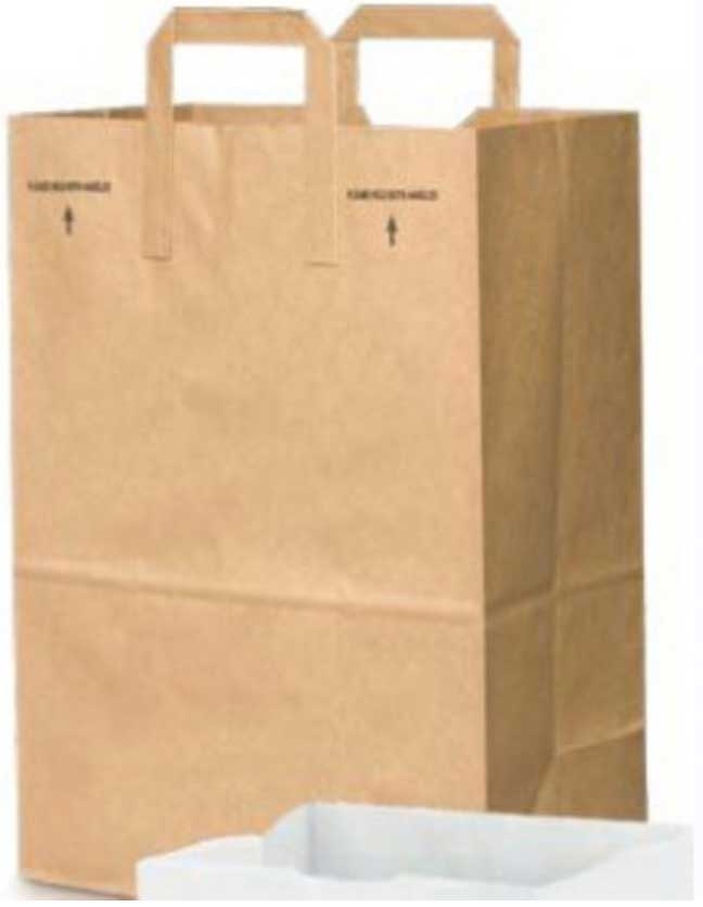 Duro Hilex Poly Virgin Paper Kraft 1/6 Handled Carry Sack, 12 x 7 x 17 inch -- 300 per case