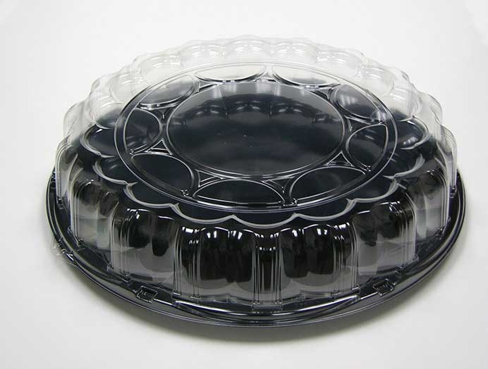 Pactiv HIPS Smart Lock Black Base Tray with Clear Lid, 16 inch -- 25 per case