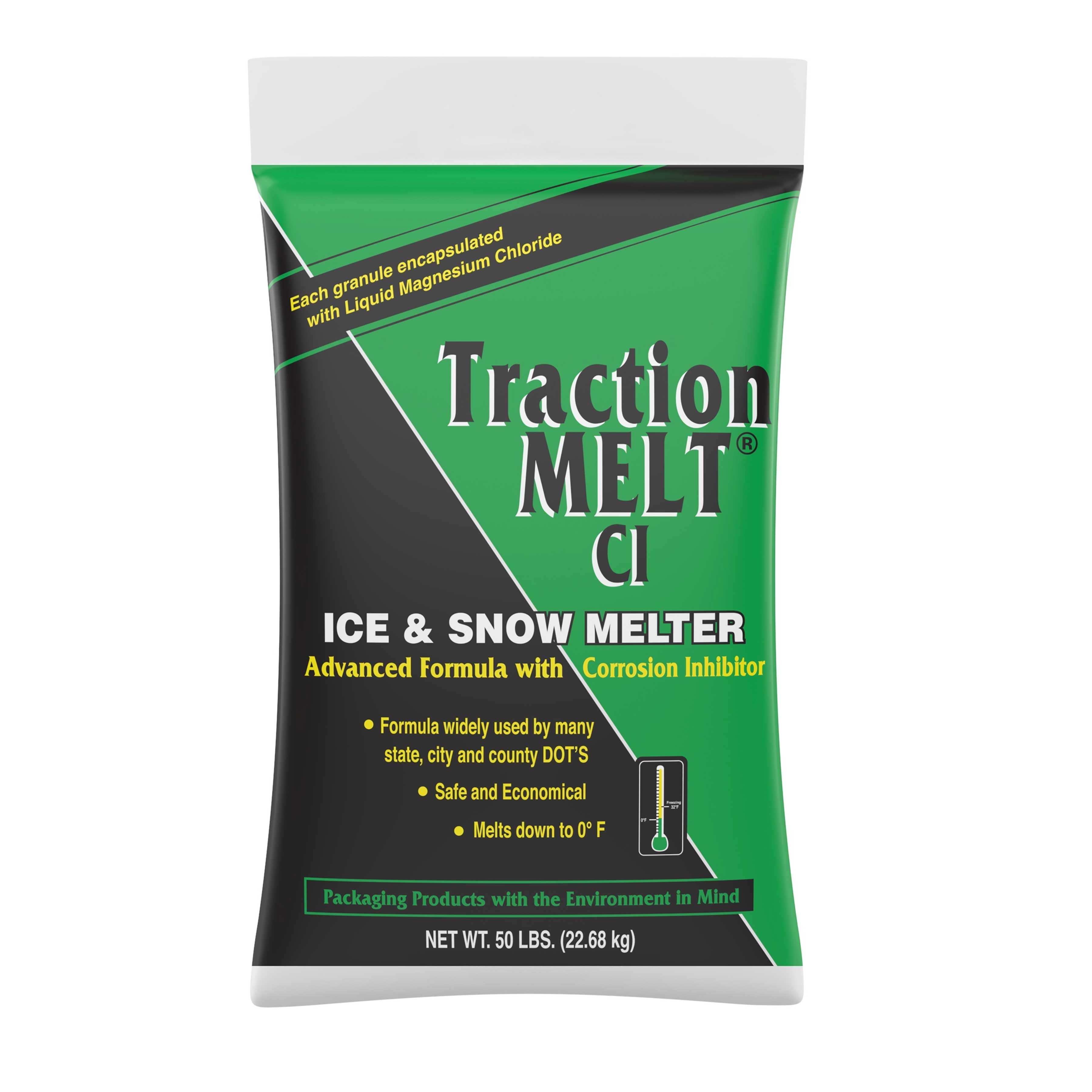 Bunzl Traction Sodium Chloride Ice Melt, 50 Pound Bag
