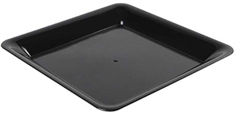 Fineline Platter Pleasers Plastic Black Square Serving Tray, 12 x 12 inch -- 25 per case