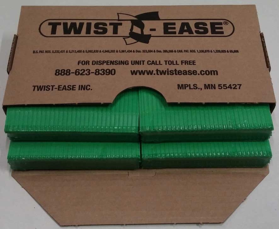 Twist Ease Green Twist Tie, 4 inch Length -- 4800 per case