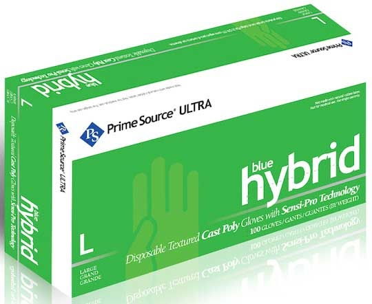 Prime Source Select Hybrid Clear Large Disposable Poly Gloves - 100 per pack -- 10 packs per case