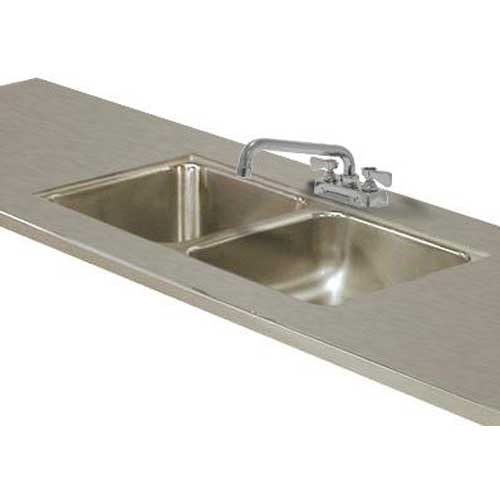 Double Sink Bowl Welded into Table Top. Size: 19 X 20 X 12.