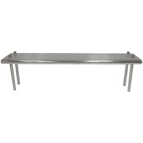 Stainless Steel Shelving - Single Deck with Adjustable Chrome Post, 12 x 48 inch.