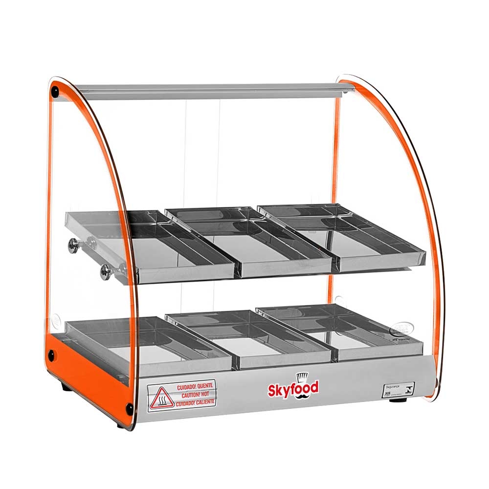 Skyfood Orange 120 Volt Food Warmer Display Case, 18 1/2 inch x 14 3/8 inch x 17 1/2 inch