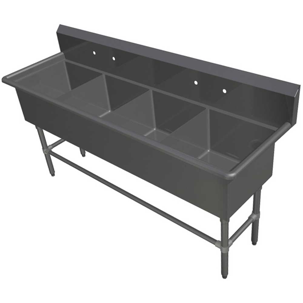 John Boos 16 Gauge Stainless Steel Four Bowl Sink without Drainboard, 101 1/8 x 29 1/2 inch.