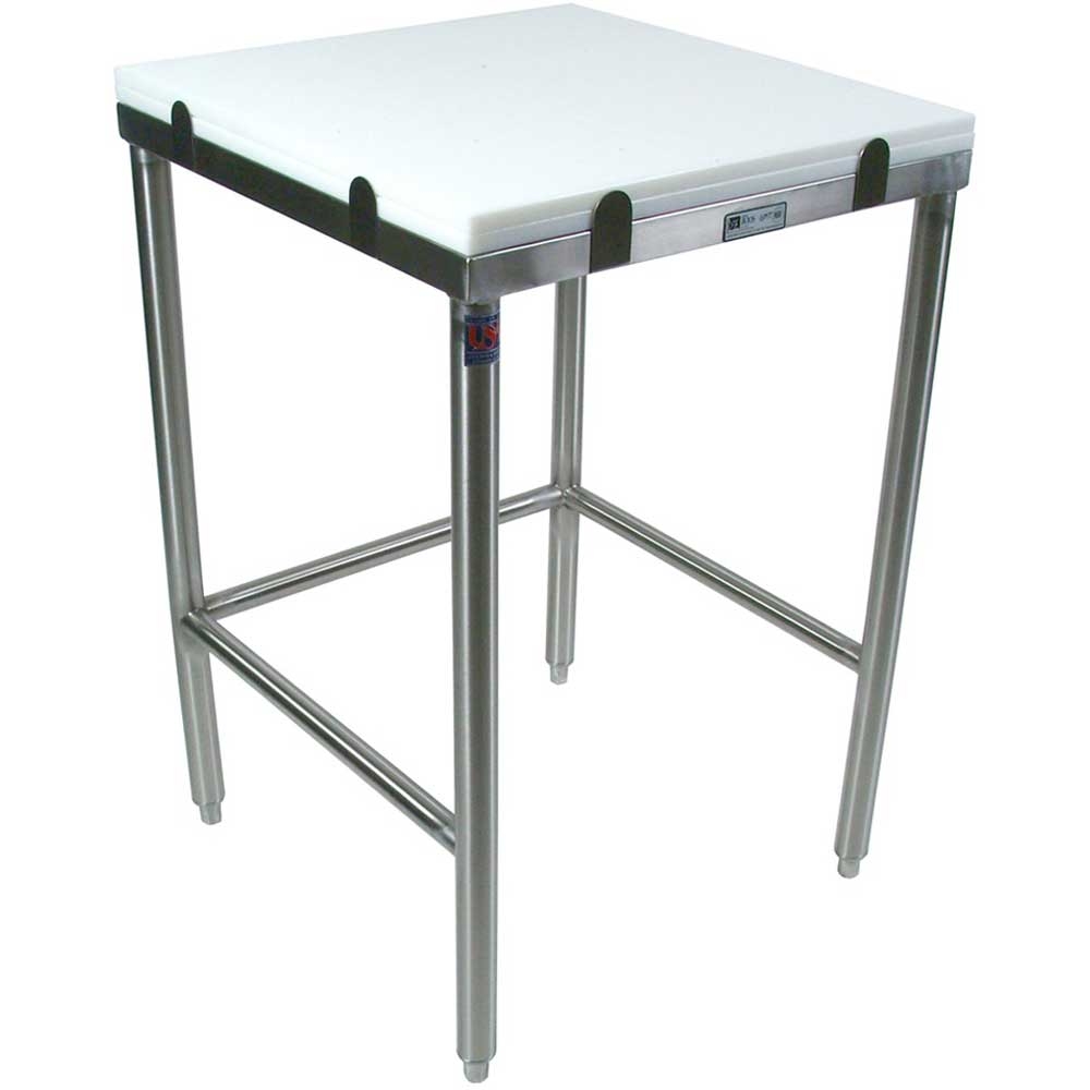 John Boos Polyethylene 1000 Top Stainless Steel Breaking Table, 36 x 24 x 2.75 inch.