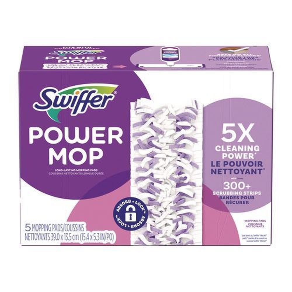 Swiffer PowerMop White/Purple Mopping Pad, 5 count