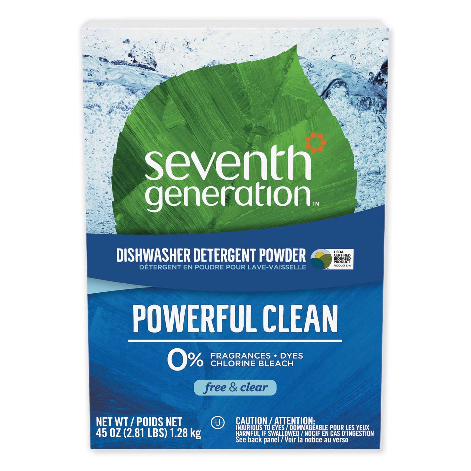 Seventh Generation Free and Clear Automatic Dishwasher Powder, 45 Ounce Box -- 12 per case