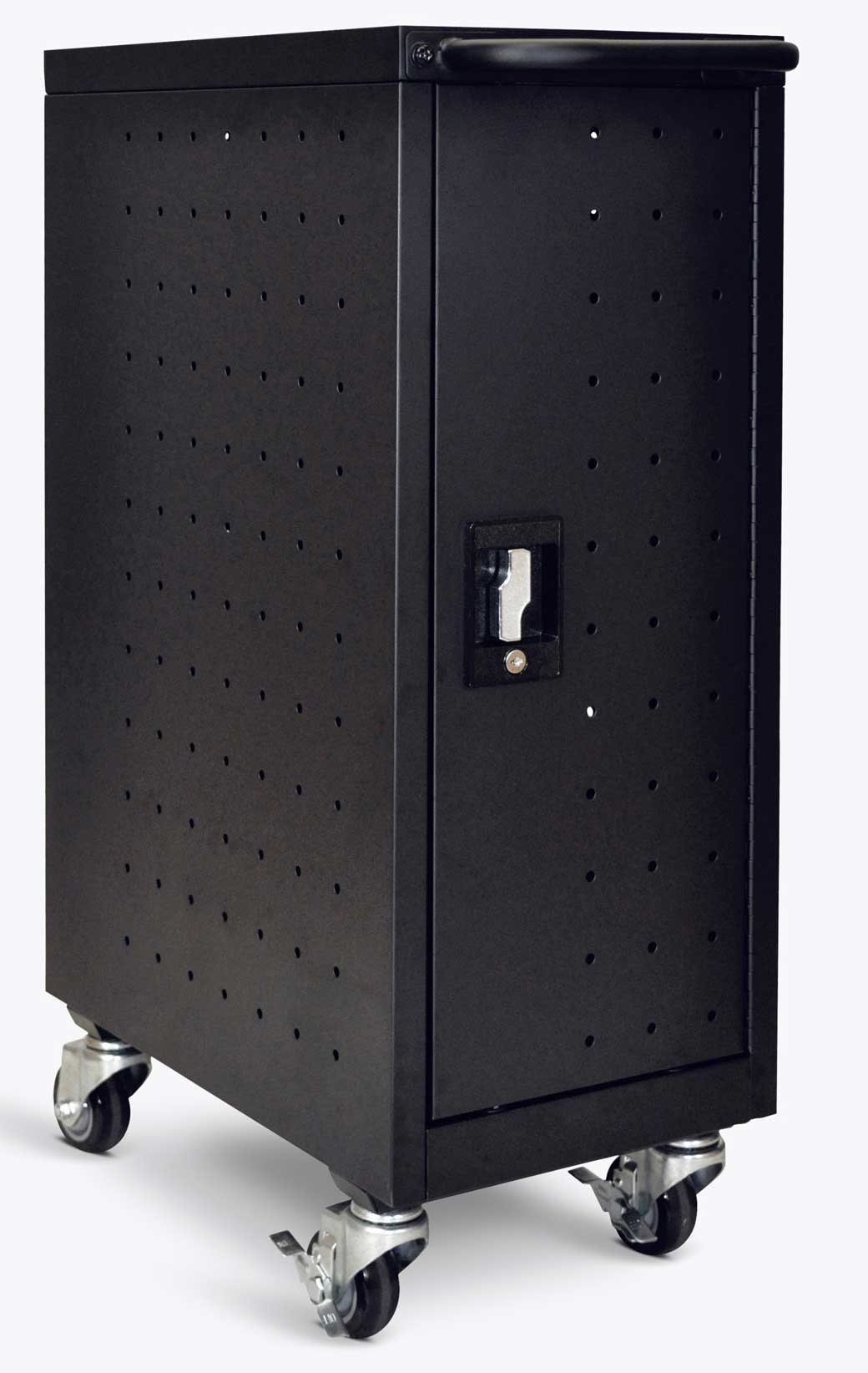 Luxor Black 16 Tablet / Chromebook Charging Cart, 12.125 x 20.25 x 34 inch Height