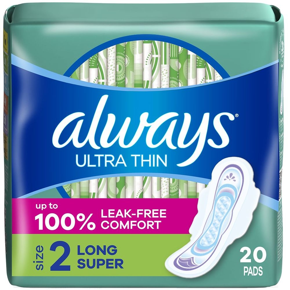 Ultra Thin Unscented Size 2 Long Super Pads with Wings