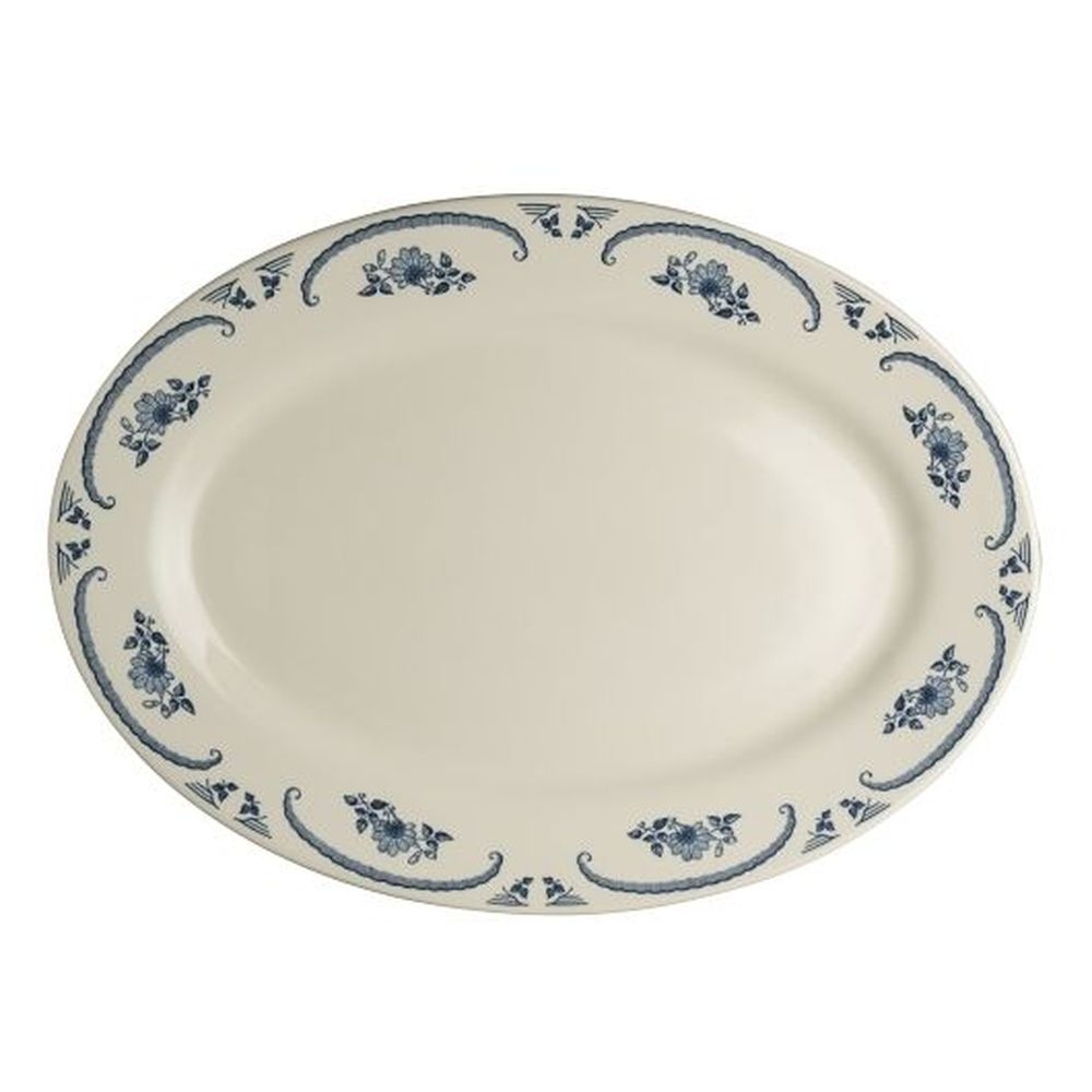 American Rose China 13 3/8 inch Rolled Edge Oval Platter, 12 count
