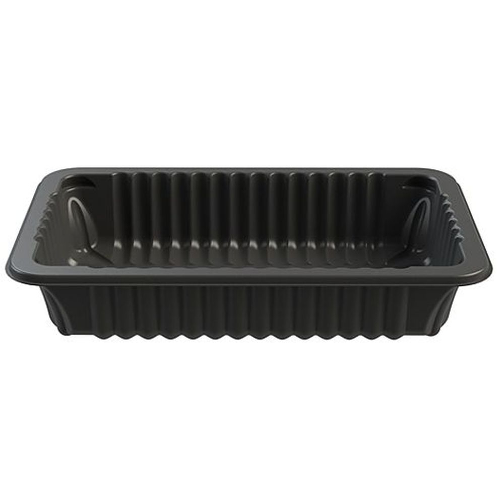 Polypropylene Black 55.8 Ounce Processor Tray with Wide Rim Film