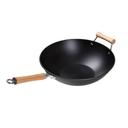 Joyce Chen Professional Series Preseasoned Cast Iron Flat Bottom Wok with Maple Handle, 14 inch