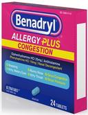 Benadryl Allergy Plus Congestion Tablet, 24 count per pack -- 24 per case.
