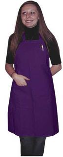 Intedge Purple Poly/Cotton 1 Hip Pocket Deluxe Bib Apron with 1 Pen Pocket and Matching Ties, 32 inch Long x 28 inch Wide