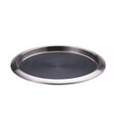 Service Ideas Brushed Stainless Non Slip Round Molded-Insert Stackable Bar and Serving Tray, 12 x 12 x 1 inch