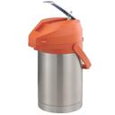 Service Ideas Color Me SVAC Brushed Stainless Finish Vacuum Insulated Airpot with Orange Lever Pump Lid, 2.2 Liter Capacity