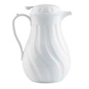 Tablecraft Polypropylene White Insulated Swirl Coffee Carafe, 64 Ounce Capacity
