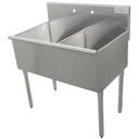 600 Series Stainless Steel Square Corner Scullery Budget Sink with 2 Compartment. 24X48 48 inch O.A..