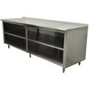 Stainless Steel 1 1/2 inch Backsplash Enclosed Base Work Table - Open Base With Midshelf, 36X144 inch.