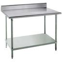 Standard Stainless Steel Work Table, 5 inch Back Splash with Galvanized Legs and Undershelf, 24 x 72.