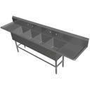 John Boos 16 Gauge Stainless Steel Four Bowl Sink with 18 inch Left and Right Drainboard, 114 1/4 x 29 1/2 inch.