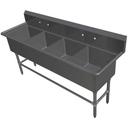 John Boos 16 Gauge Stainless Steel Four Bowl Sink without Drainboard, 125 1/8 x 29 1/2 inch.