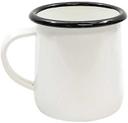 Tablecraft Enamelware Collection Creamy White with Black Rim Mug, 12 Ounce Capacity